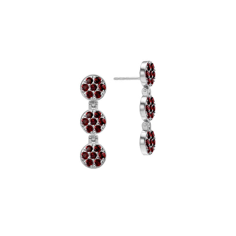Rosecliff Garnet Drop Earrings in 14k Gold (January) - White Gold