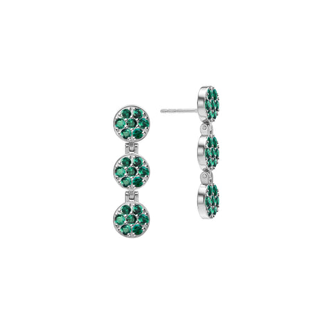 Rosecliff Emerald Drop Earrings in 14k Gold (May) - White Gold