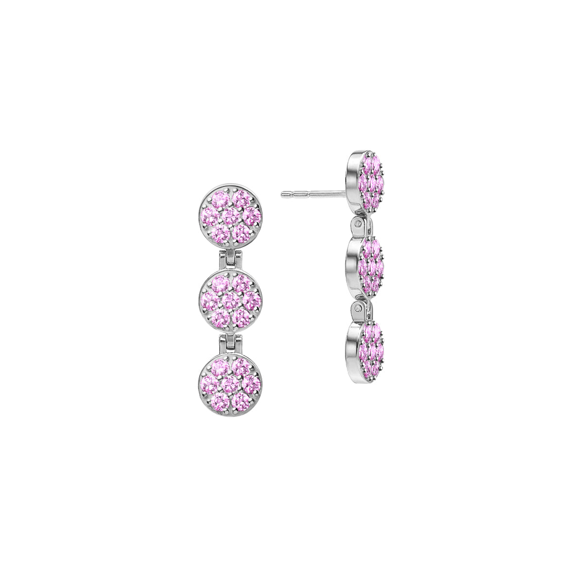 Rosecliff Pink Sapphire Drop Earrings in 14k Gold (October)
