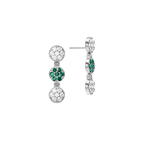 Rosecliff Diamond & Emerald Drop Earrings in 14k Gold (May) - White Gold