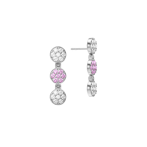 Rosecliff Diamond & Pink Sapphire Drop Earrings in 14k Gold (October) - White Gold