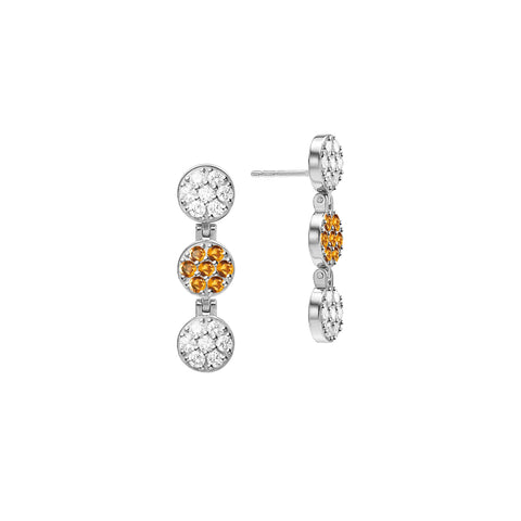 Rosecliff Diamond & Citrine Drop Earrings in 14k Gold (November) - White Gold