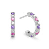 De-Lovely Rosecliff huggie earrings in white gold each featuring nine alternating pink tourmalines, white topaz and amethysts