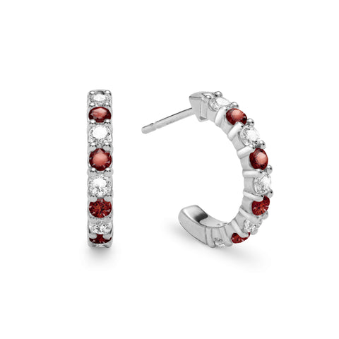 Rosecliff Diamond & Garnet Earrings in 14k Gold (January) - White Gold