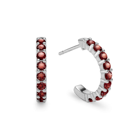 Rosecliff Garnet Earrings in 14k Gold (January) - White Gold