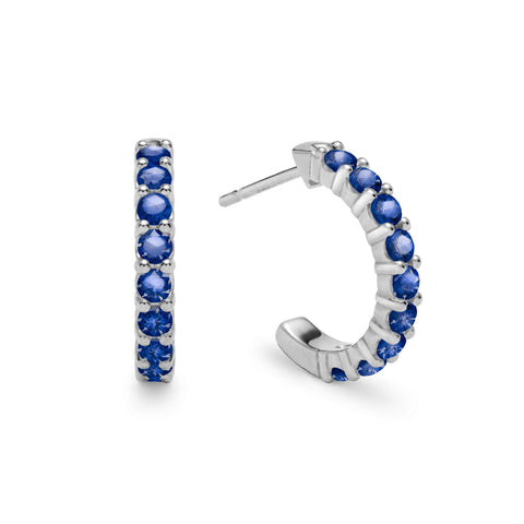 Rosecliff Sapphire Huggie Hoops in 14k Gold (September) - White Gold