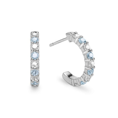 Rosecliff Diamond & Nantucket Blue Topaz Earrings in 14k Gold (December) - White Gold