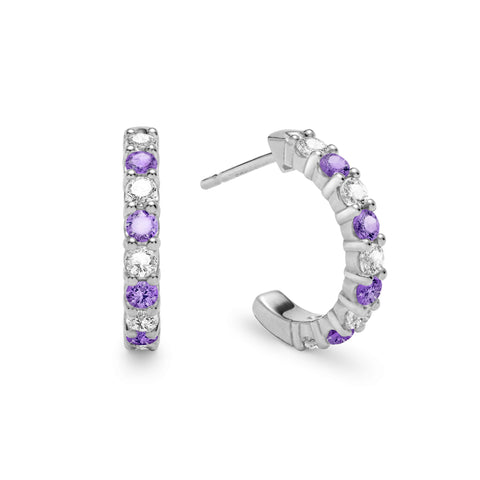 Rosecliff Diamond & Amethyst Earrings in 14k Gold (February) - White Gold