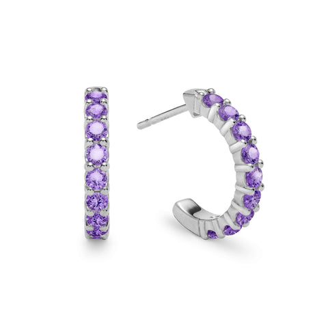 Rosecliff Amethyst Earrings in 14k Gold (February) - White Gold