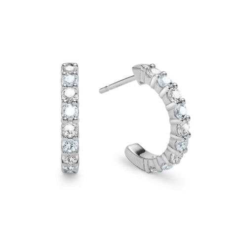 Rosecliff Diamond & Aquamarine Earrings in 14k Gold (March) - White Gold