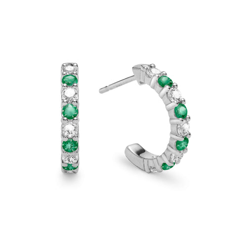 Rosecliff Diamond & Emerald Earrings in 14k Gold (May) - White Gold