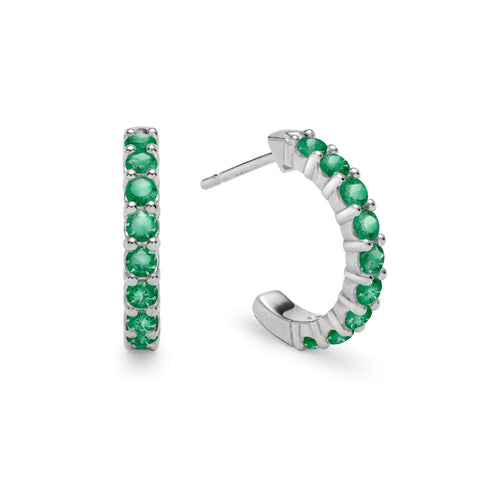 Rosecliff Emerald Earrings in 14k Gold (May) - White Gold