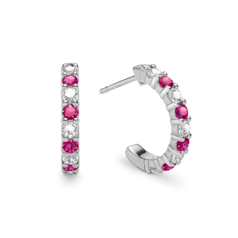 Rosecliff Diamond & Ruby Earrings in 14k Gold (July) - White Gold