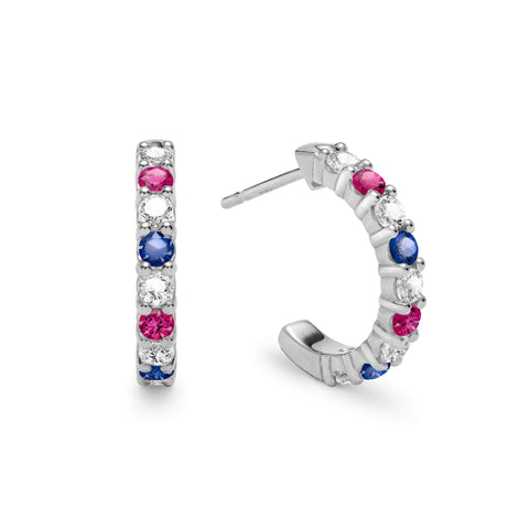 Liberty Rosecliff Huggie Hoops with Diamonds in 14k Gold - White Gold