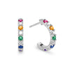 Rosecliff huggie earrings in white gold featuring rubies, citrines, emeralds, sapphires, amethysts alternating with diamonds