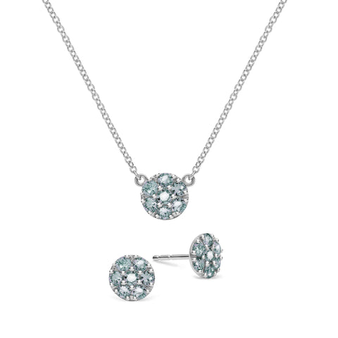 Rosecliff Alexandrite Mini Necklace and Stud Earrings Set in 14k Gold (June) - White Gold