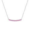 Rosecliff bar necklace with eleven 2 mm faceted round cut pink sapphires prong set in solid 14k white gold