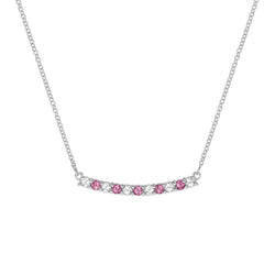 Rosecliff Diamond & Pink Tourmaline Bar Necklace in 14k White Gold (16