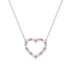 Rosecliff Heart Necklace featuring twenty alternating pink sapphires and diamonds prong set in 14k white Gold