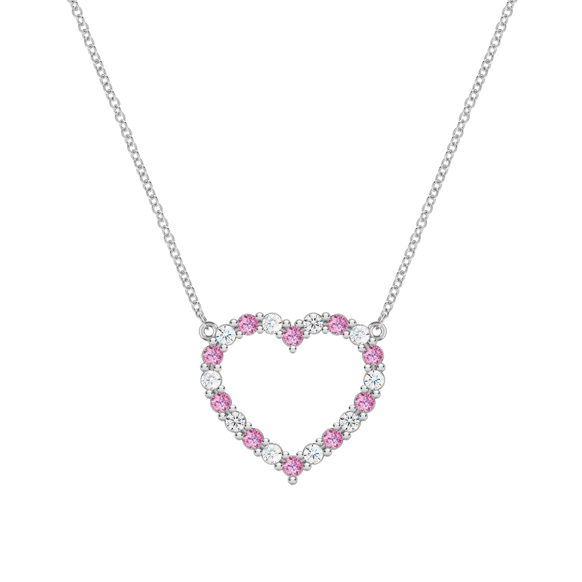 Natural Pink Sapphire Heart Pendant Necklace 10K Rose Gold 17