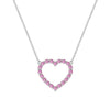 Rosecliff Heart Necklace featuring twenty faceted round cut pink sapphires prong set in 14k white Gold