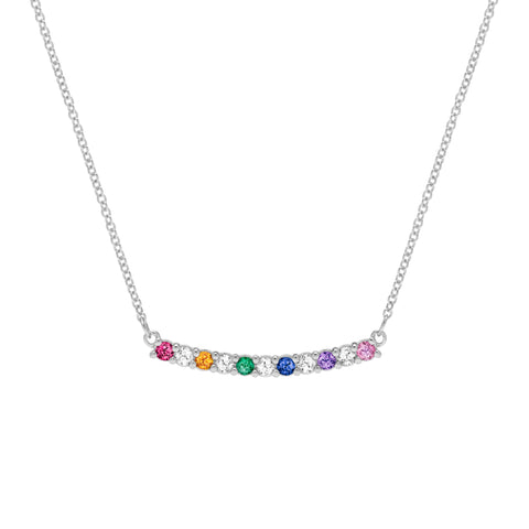 Rainbow Rosecliff Bar Necklace with Diamonds in 14k Gold - White Gold