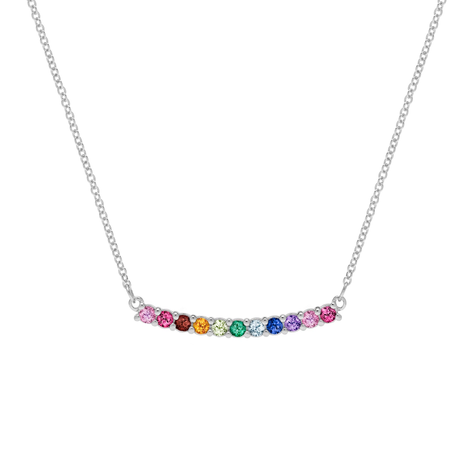 Rainbow Rosecliff Bar Necklace in 14k Gold