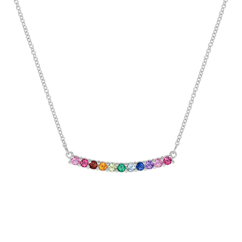 Rainbow Rosecliff Bar Necklace in 14k Gold - White Gold