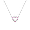 Rosecliff Heart Necklace featuring twelve alternating pink sapphires and diamonds prong set in 14k white Gold