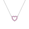 Rosecliff Heart Necklace featuring twelve faceted round cut pink sapphires prong set in 14k white Gold