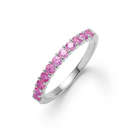 Rosecliff Pink Sapphire Stackable Ring in 14k Gold (October) - White Gold