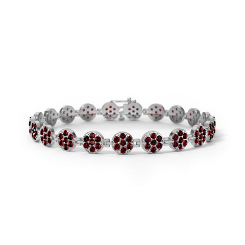 Rosecliff Tennis Garnet Bracelet in 14k Gold (January) - White Gold