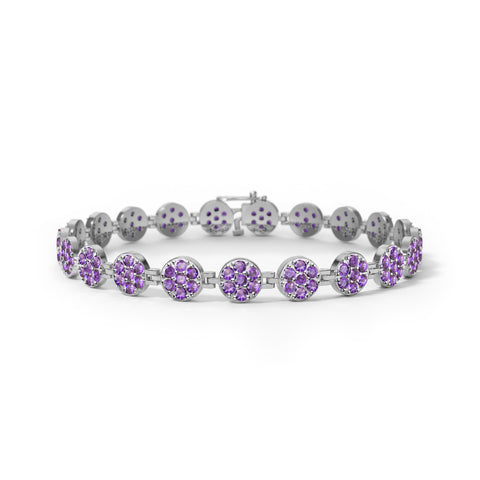 Rosecliff Tennis Amethyst Bracelet in 14k Gold (February) - White Gold