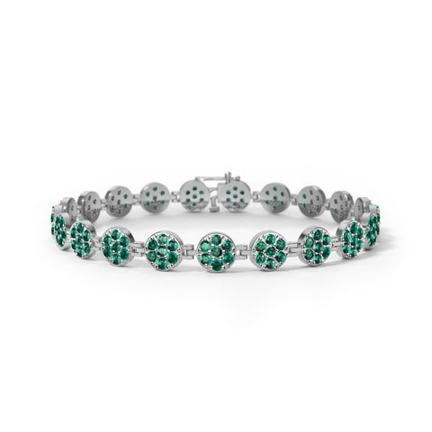 Rosecliff Tennis Emerald Bracelet in 14k Gold (May) - White Gold