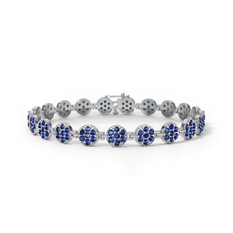 Rosecliff Tennis Sapphire Bracelet in 14k Gold (September) - White Gold