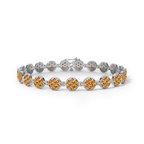 Rosecliff Tennis Citrine Bracelet in 14k Gold (November) - White Gold
