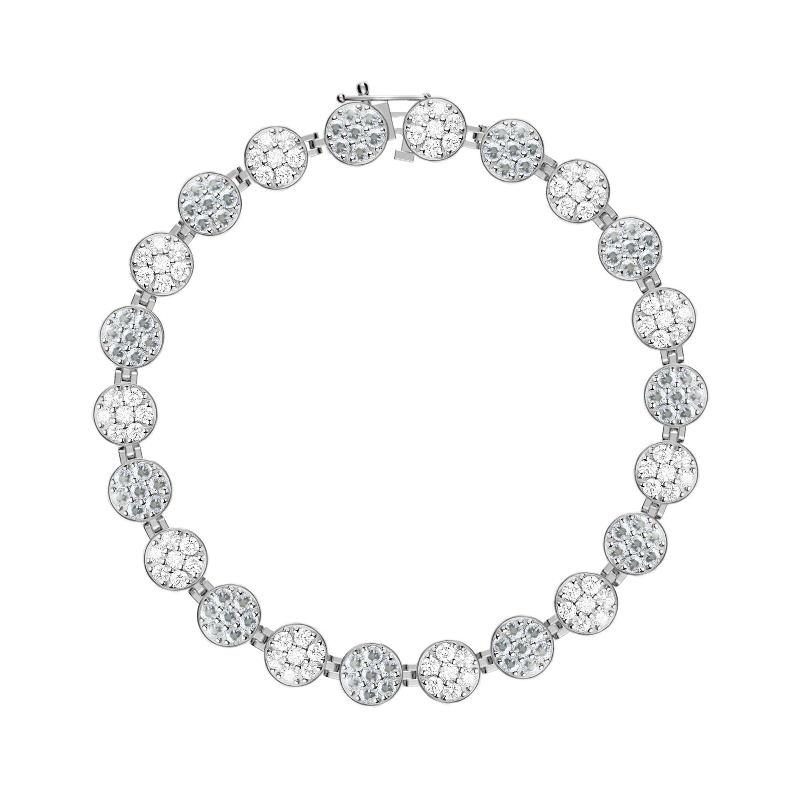 Rosecliff Tennis Diamond & Aquamarine Bracelet in 14k Gold (March)
