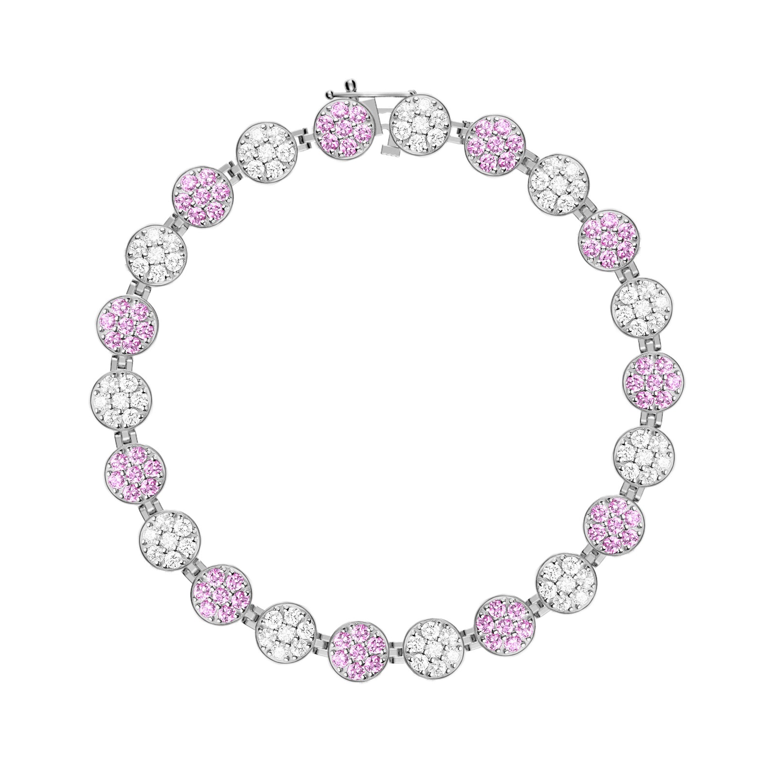 Rosecliff Tennis Diamond & Pink Sapphire Bracelet in 14k Gold (October)