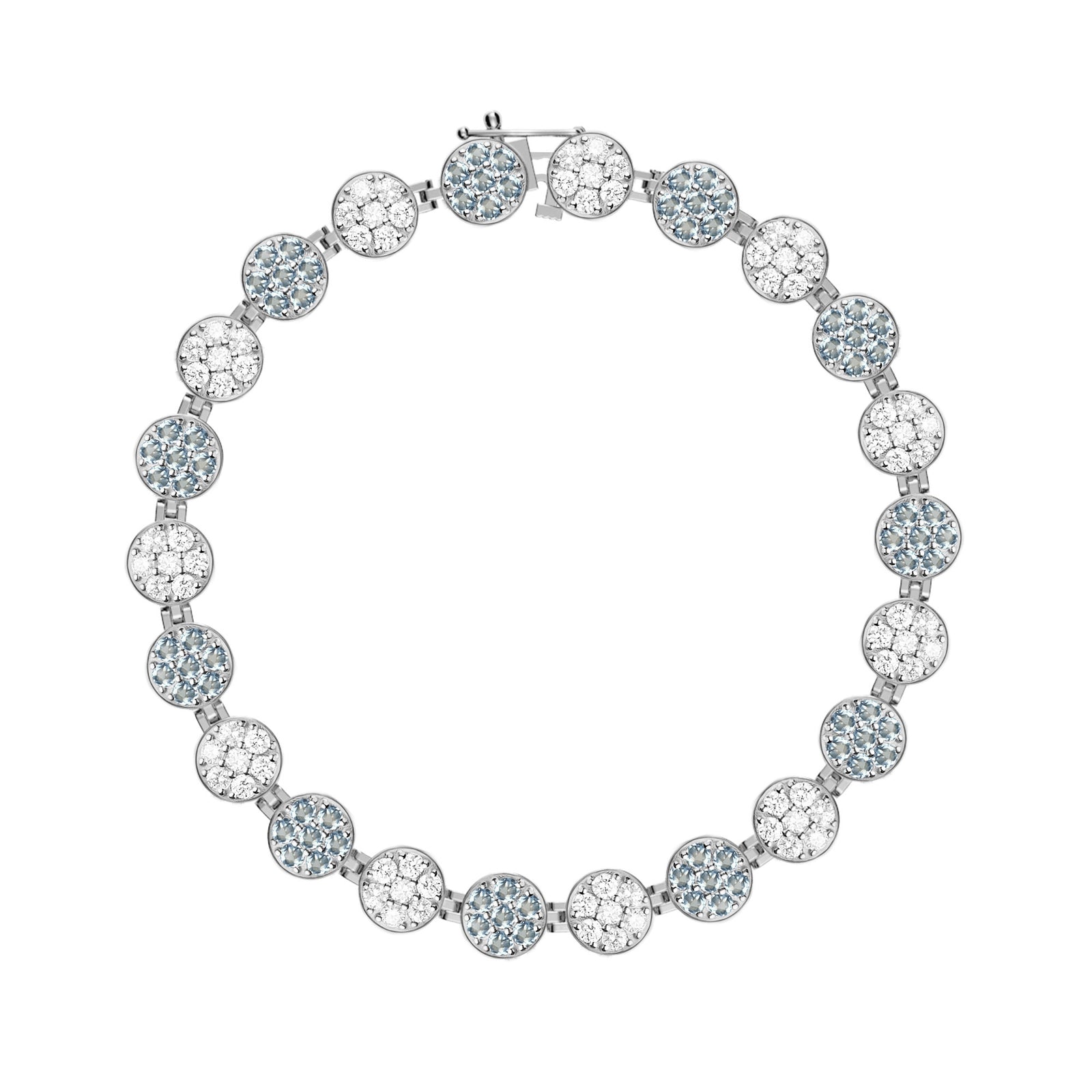 Rosecliff Tennis Diamond & Nantucket Blue Topaz Bracelet in 14k Gold (December)
