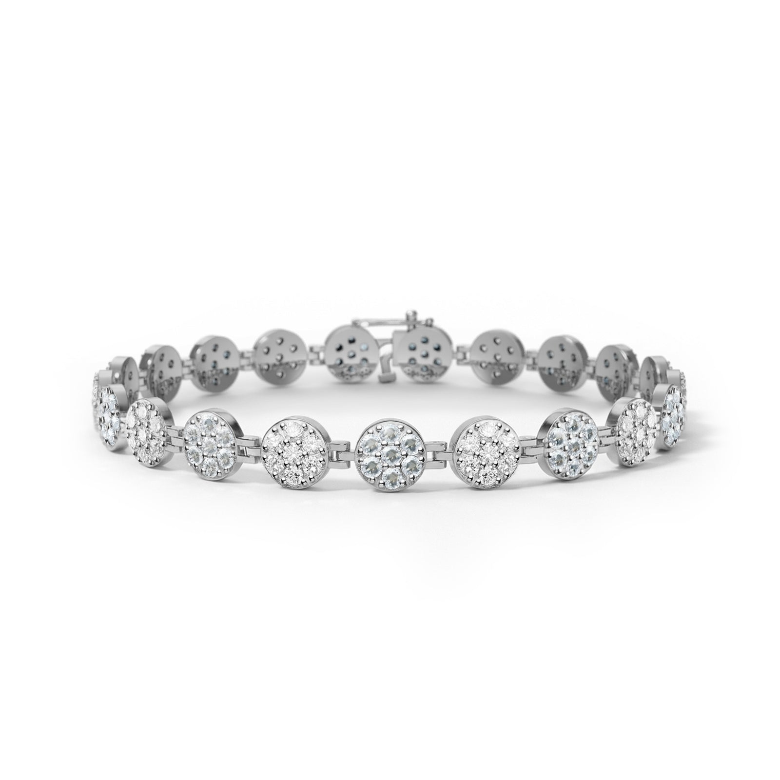 Rosecliff Tennis Diamond & Aquamarine Bracelet in 14k Gold (March)