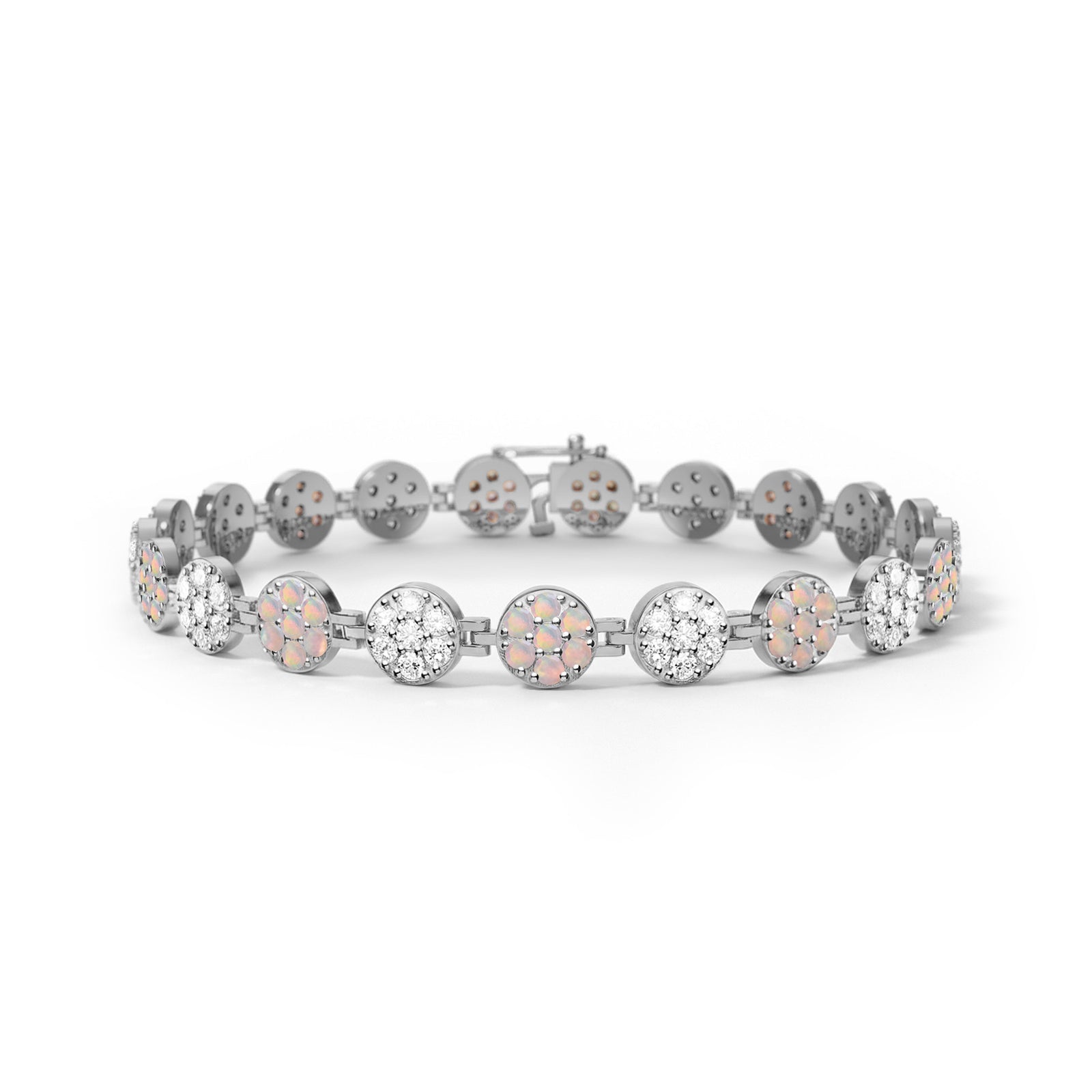 Rosecliff Tennis Diamond & Opal Bracelet in 14k Gold (October)