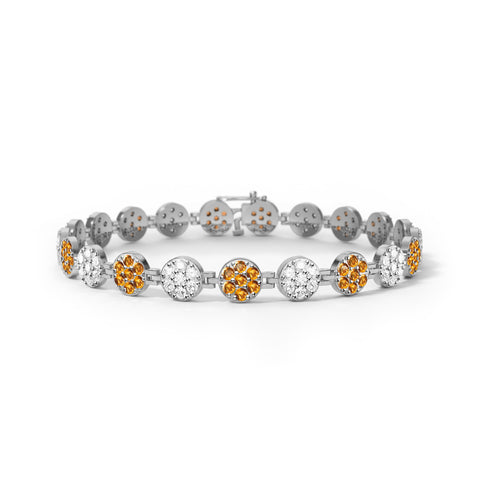 Rosecliff Tennis Diamond & Citrine Bracelet in 14k Gold (November) - White Gold