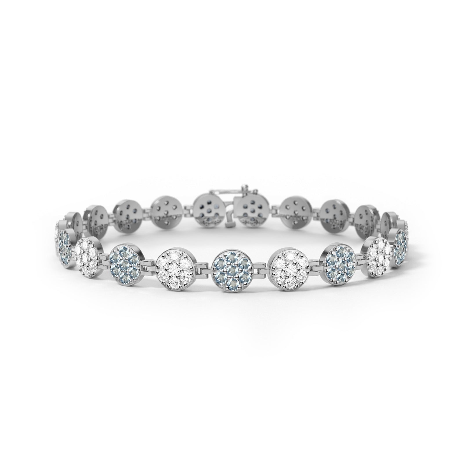 Rosecliff Tennis Diamond & Nantucket Blue Topaz Bracelet in 14k Gold (December)