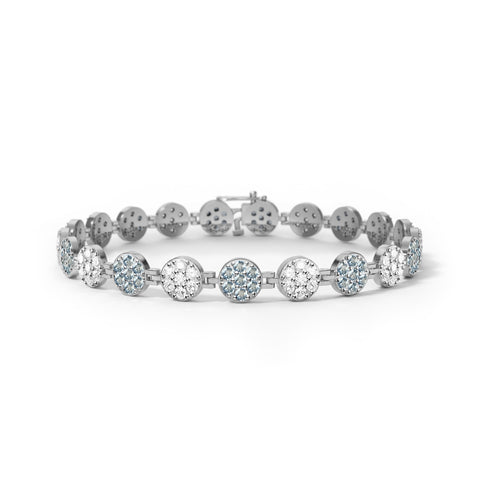 Rosecliff Tennis Diamond & Nantucket Blue Topaz Bracelet in 14k Gold (December) - White Gold