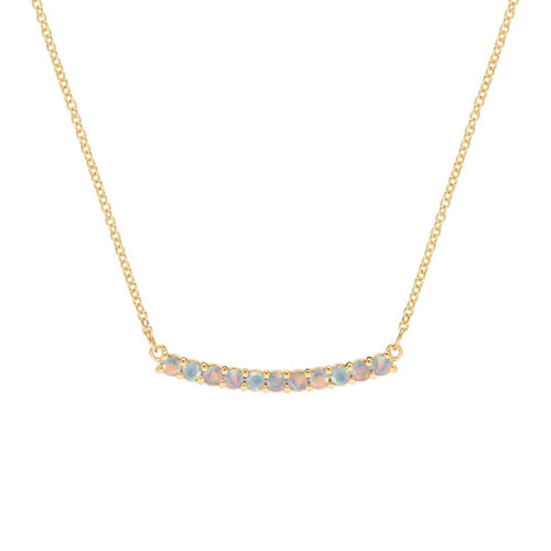 Rosecliff Opal Bar Necklace in 14k Gold (October)