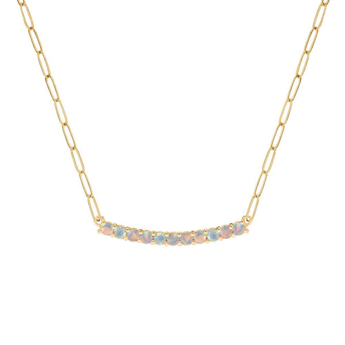 Rosecliff Opal Bar Adelaide Mini Necklace in 14k Gold (October)
