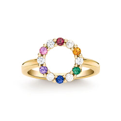 Rainbow Rosecliff Small Circle Ring with Diamonds in 14k Gold