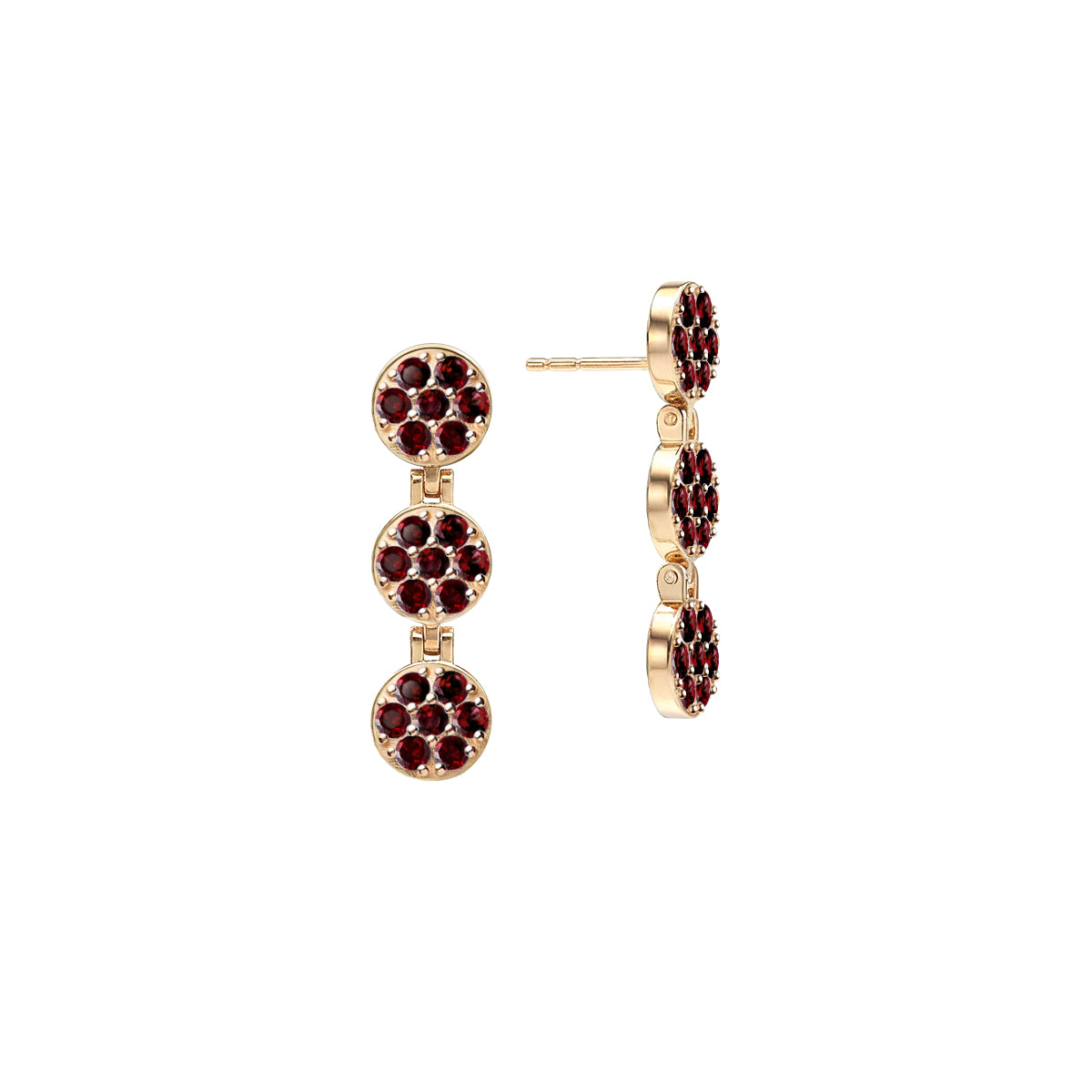 Rosecliff Garnet Drop Earrings in 14k Gold (January)