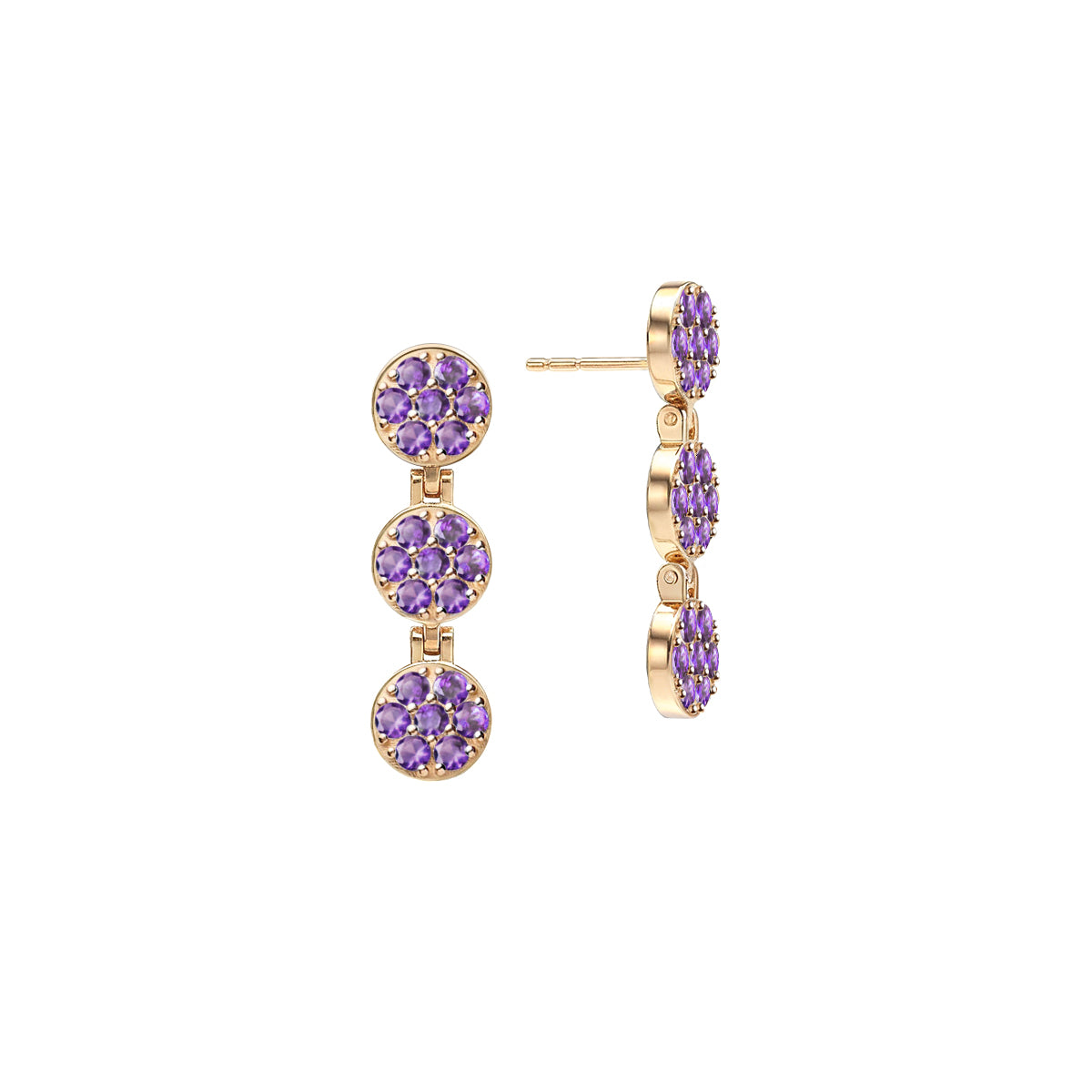 Rosecliff Amethyst Drop Earrings in 14k Gold (February)