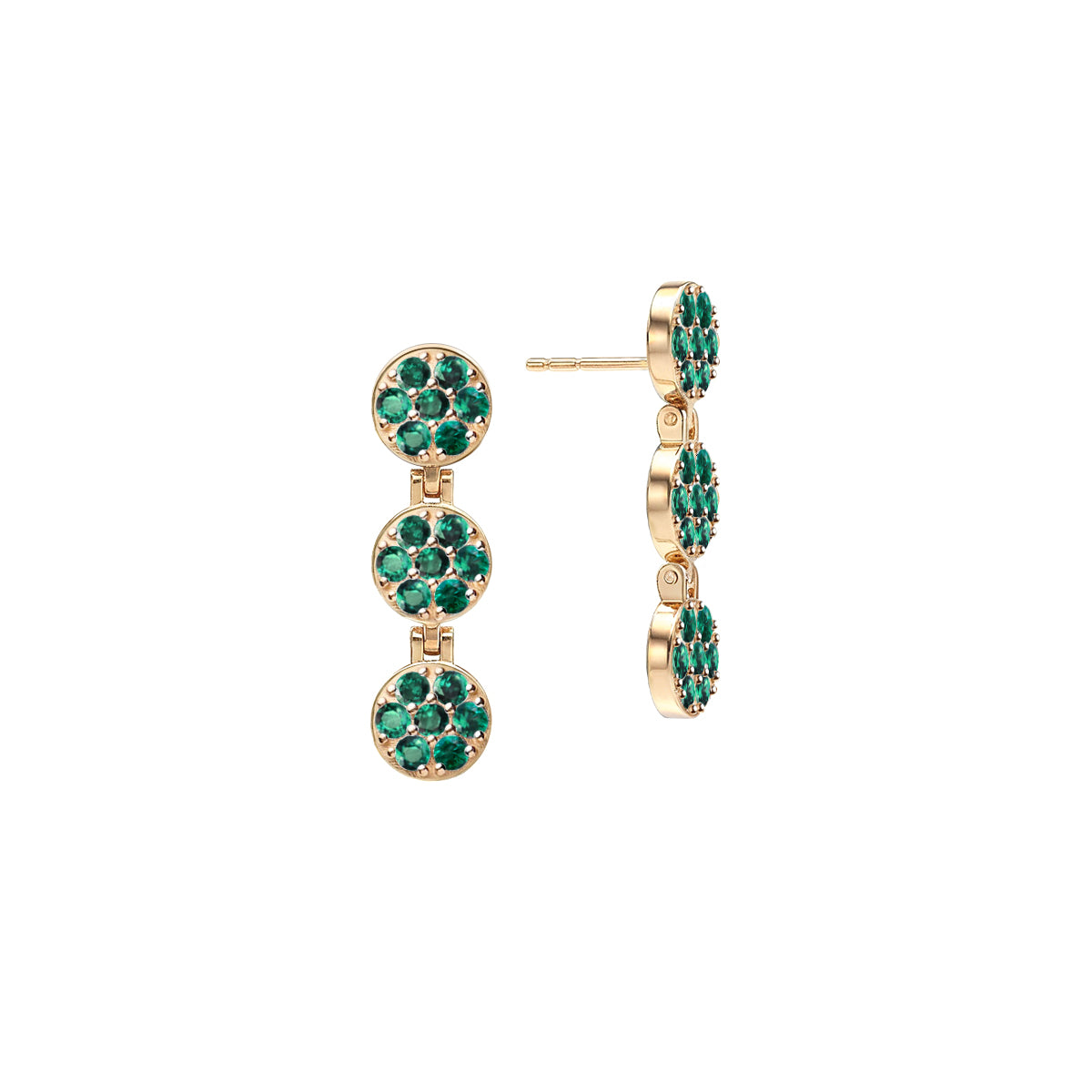 Rosecliff Emerald Drop Earrings in 14k Gold (May)